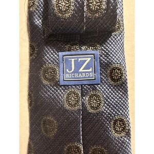 JZ Richards Mens Silk Necktie‎ Blue Geometric Pattern Luxury Neckwear